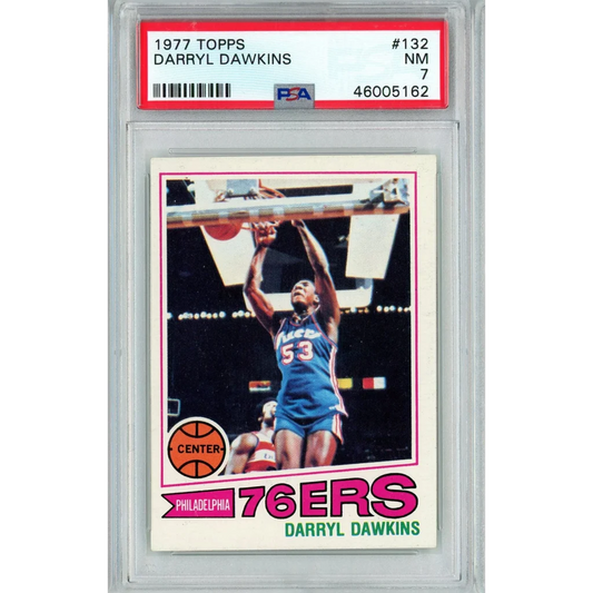 1977 Topps Darryl Dawkins basketball card graded PSA 7 displayed in product listing