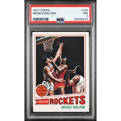 Topps Moses Malone basketball card PSA 7 professional sports graded collectible image