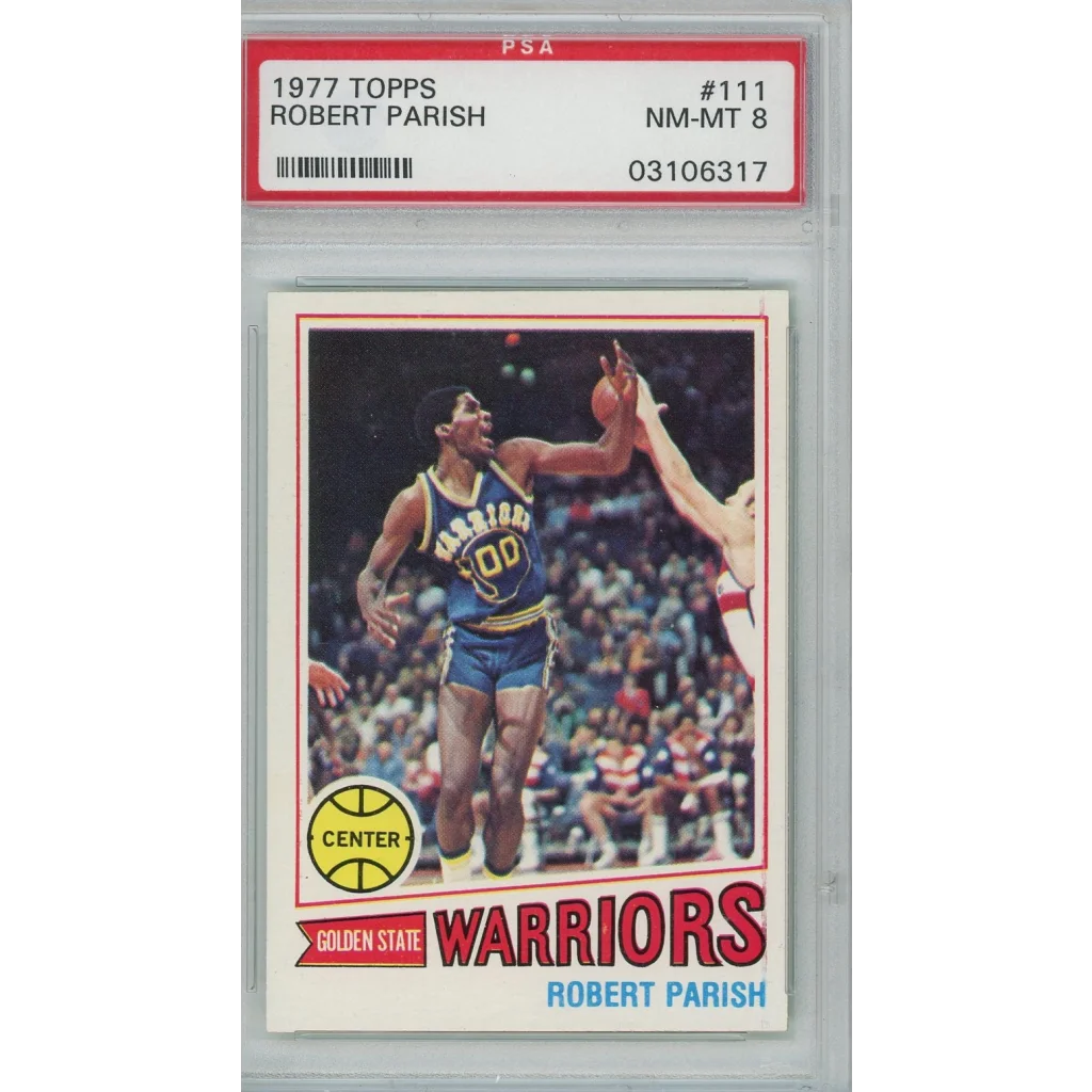 Graded 1977 Topps Robert Parish #111 Rookie RC Basketball Card PSA 8 NM-MT | Hall of Fame Sports Memorabilia | vintageantiquesgifts.com