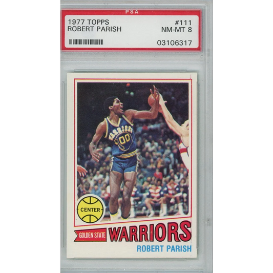 Graded 1977 Topps Robert Parish #111 Rookie RC Basketball Card PSA 8 NM-MT | Hall of Fame Sports Memorabilia | vintageantiquesgifts.com