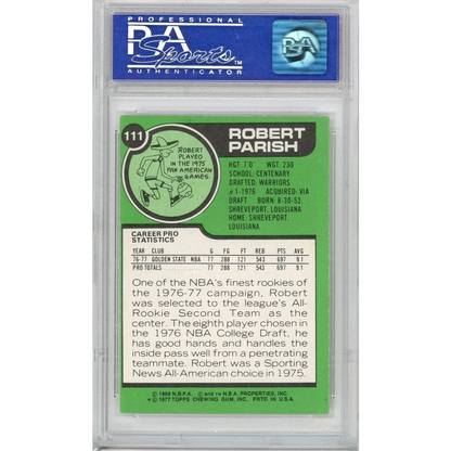 Graded 1977 Topps Robert Parish #111 Rookie RC Basketball Card PSA 8 NM-MT | PSA 8 NM-MT Graded Vintage Rookie Card | vintageantiquesgifts.com