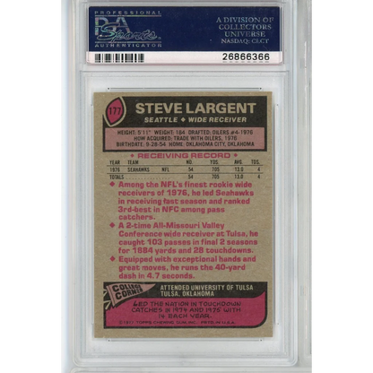 Graded PSA 9 Mint 1977 Topps Steve Largent #177 Rookie Seahawks Card