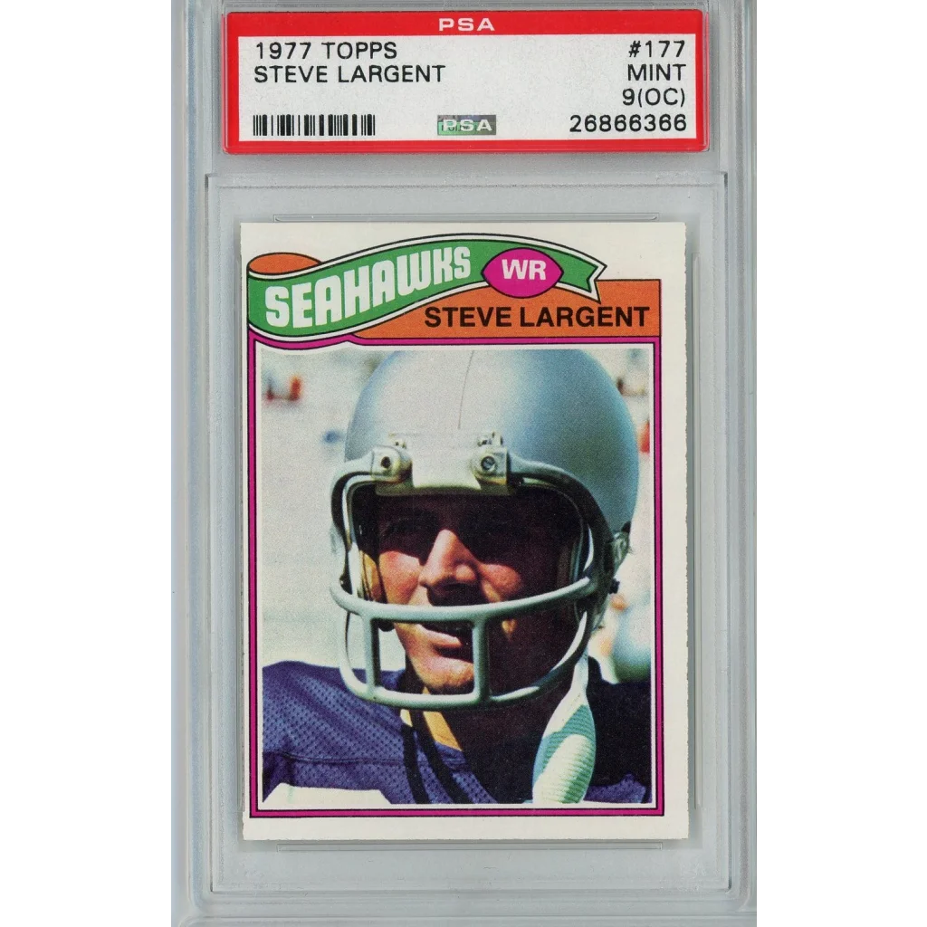 Graded 1977 Topps Steve Largent rookie card by professional sports authenticator in mint condition