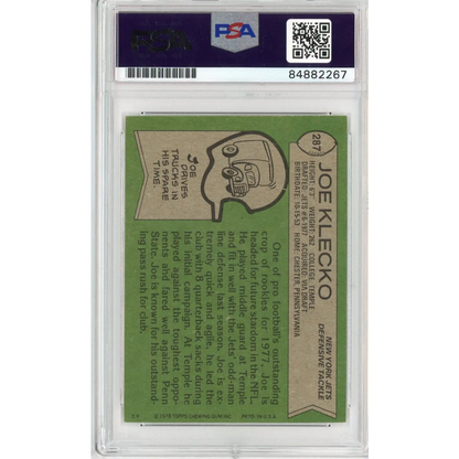 Vintage Joe Klecko football card graded PSA with autograph and A grade