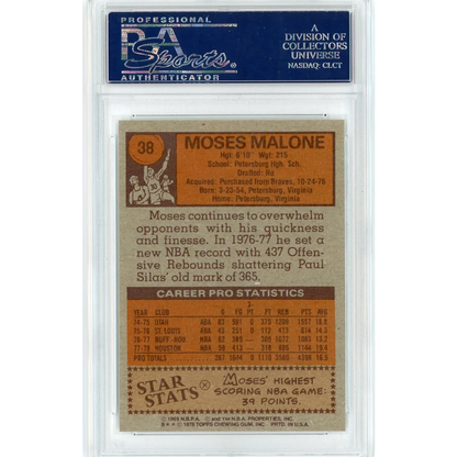 Graded 1978 Topps Moses Malone Basketball Card in PSA Mint 9 condition