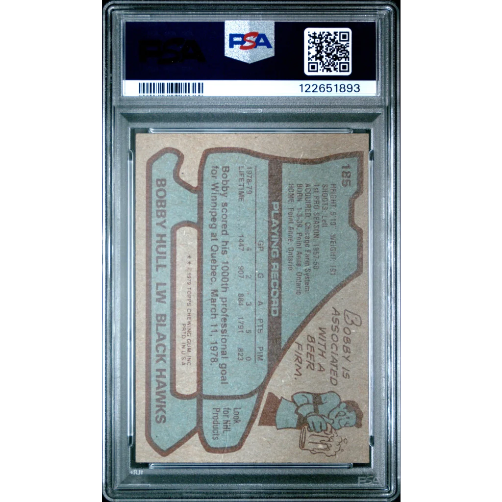 Graded 1979-80 Topps Bobby Hull #185 Hockey Card PSA 3 front