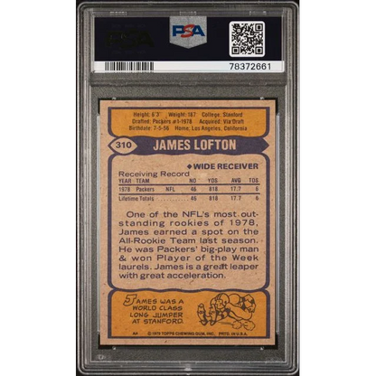Vintage 1979 Topps James Lofton football trading card graded by PSA