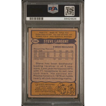 Graded 1979 Topps Steve Largent #198 Seahawks PSA 9 Mint card