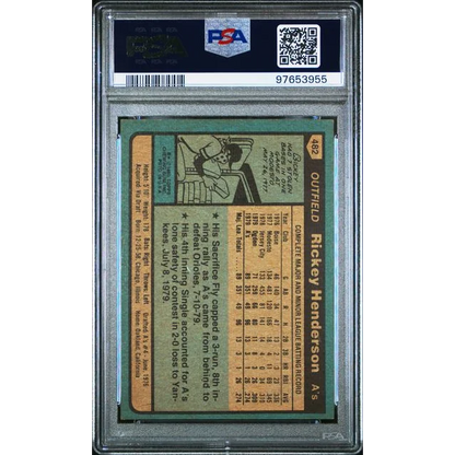 Graded 1987 Topps Rickey Henderson #482 Rookie PSA 6 Slab