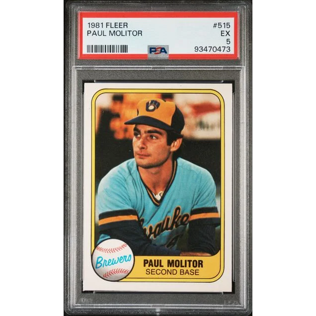 Graded 1981 Fleer Paul Molitor baseball card EX 5 in PSA case