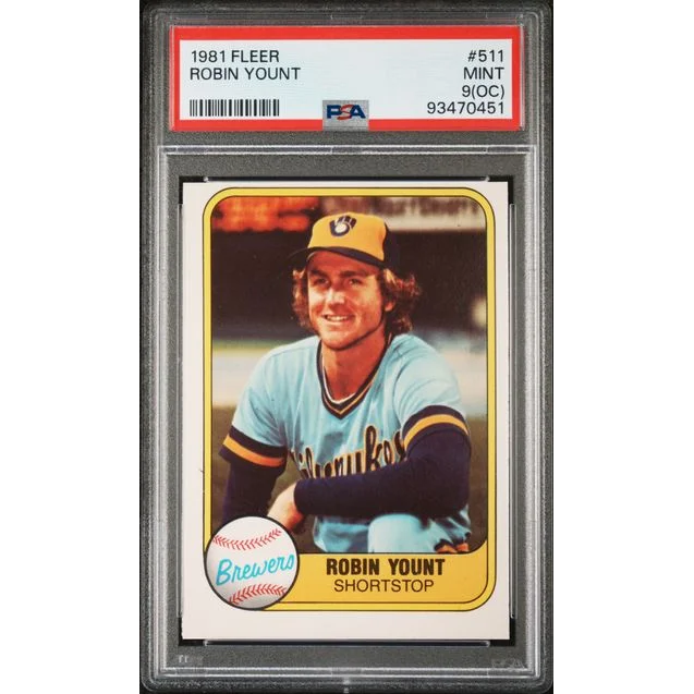 PSA graded 1981 Fleer Robin Yount baseball card Mint 9 OC condition