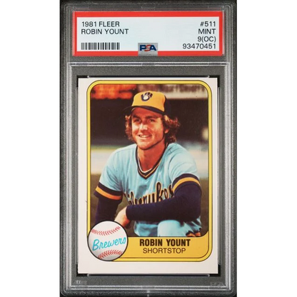 PSA graded 1981 Fleer Robin Yount baseball card Mint 9 OC condition