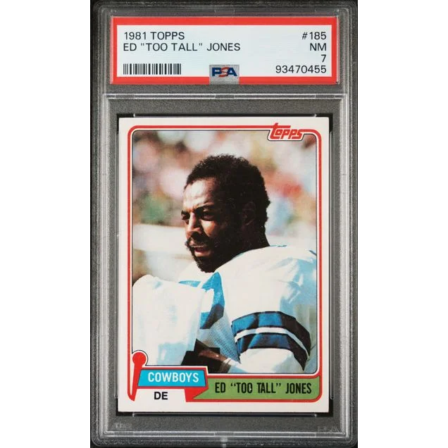 PSA graded 1981 Topps Ed Too Tall Jones football card showing front side