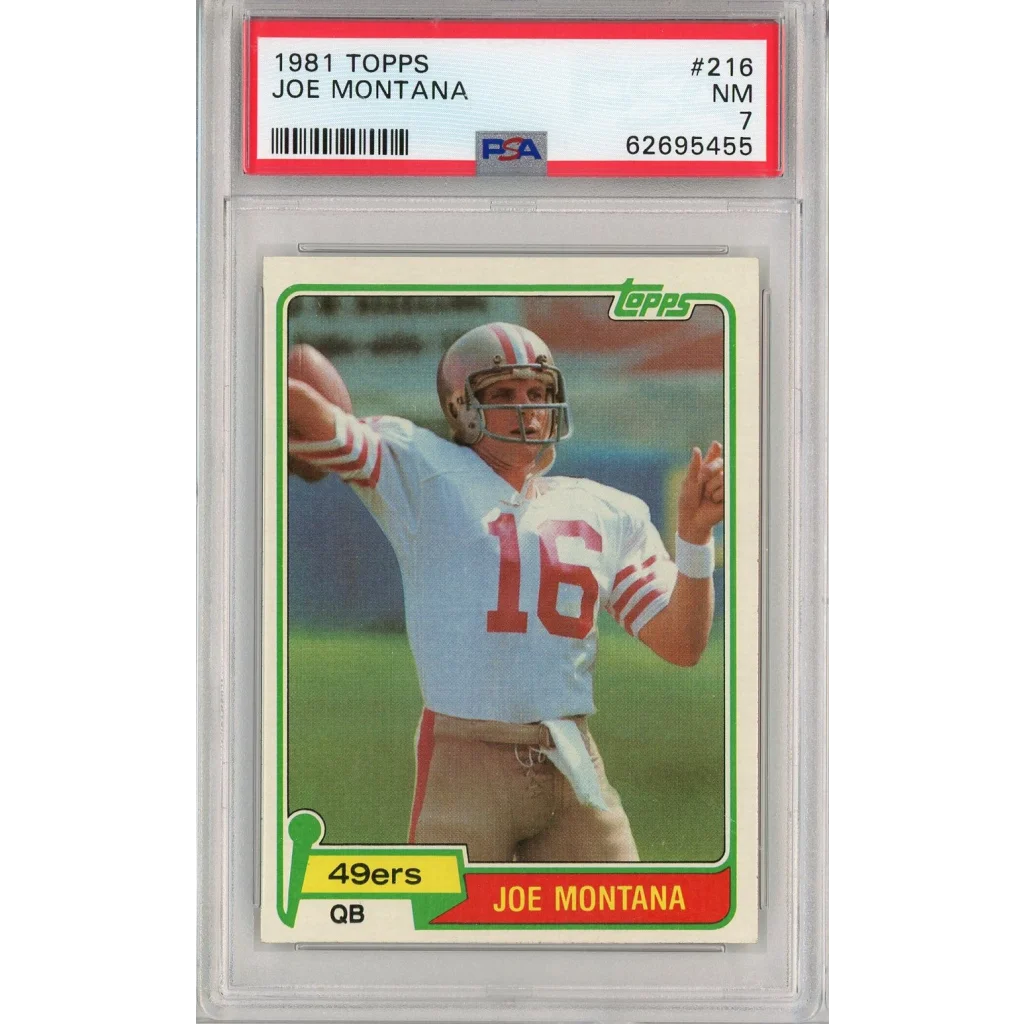 Graded PSA 7 1981 Topps Joe Montana #216 Rookie Card in White Jersey