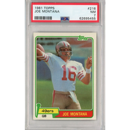 Graded PSA 7 1981 Topps Joe Montana #216 Rookie Card in White Jersey