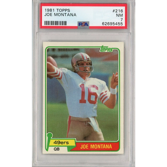 Graded PSA 7 1981 Topps Joe Montana #216 Rookie Card in White Jersey
