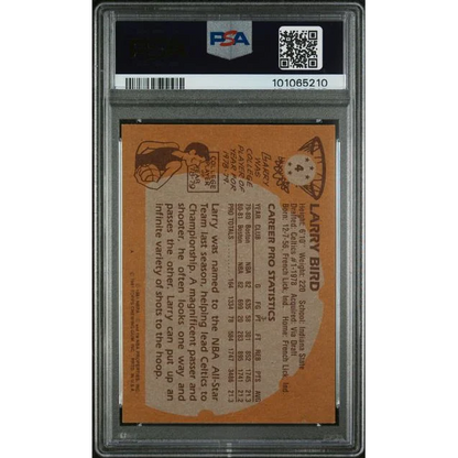 Graded 1981 Topps Larry Bird #4 2nd Year Basketball Card PSA 6 EX-MT | PSA 6 EX-MT Graded Vintage Basketball Card | vintageantiquesgifts.com