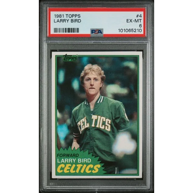 Graded 1981 Topps Larry Bird #4 2nd Year Basketball Card PSA 6 EX-MT | Hall of Fame Sports Memorabilia | vintageantiquesgifts.com