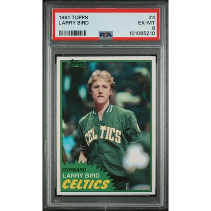 Graded 1981 Topps Larry Bird #4 2nd Year Basketball Card PSA 6 EX-MT | Hall of Fame Sports Memorabilia | vintageantiquesgifts.com