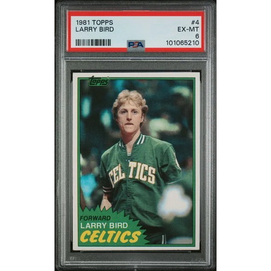 Graded 1981 Topps Larry Bird #4 2nd Year Basketball Card PSA 6 EX-MT | Hall of Fame Sports Memorabilia | vintageantiquesgifts.com