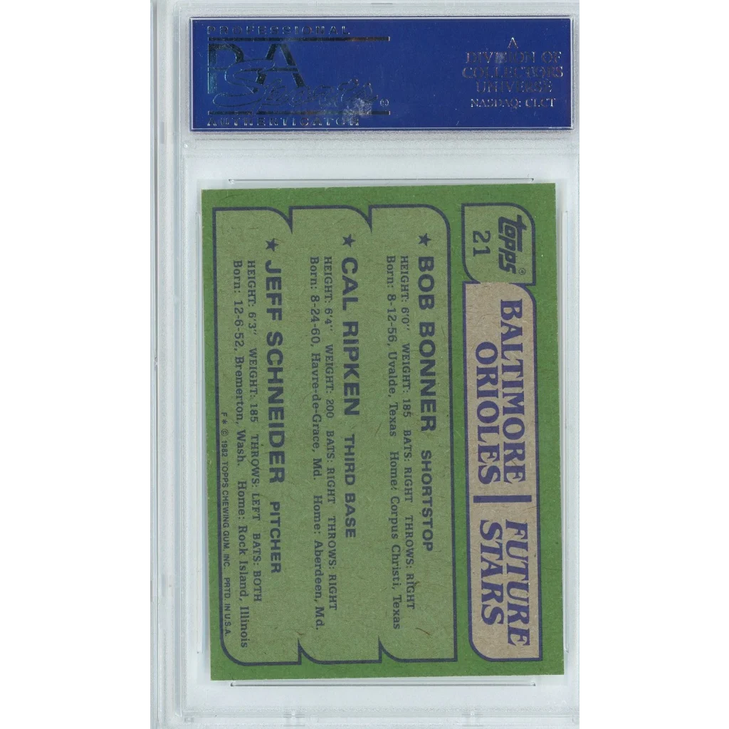 Graded 1982 Topps Cal Ripken Jr. #21 Rookie RC Baseball Card PSA 8 NM-MT | PSA 8 NM-MT Graded Rookie Card | vintageantiquesgifts.com