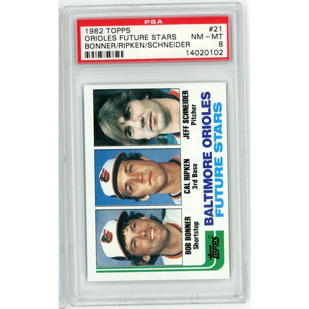 Graded 1982 Topps Cal Ripken Jr. #21 Rookie RC Baseball Card PSA 8 NM-MT | Hall of Fame Sports Memorabilia | vintageantiquesgifts.com