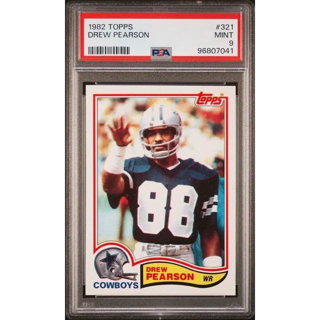 Graded 1982 Topps Drew Pearson #321 Football Card PSA 9 Mint | Hall of Fame Sports Memorabilia | vintageantiquesgifts.com