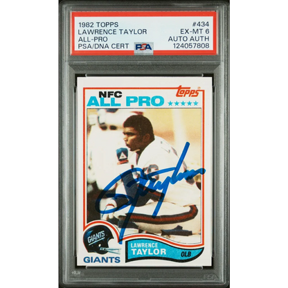Graded 1982 Topps Lawrence Taylor #434 Rookie RC Signed Football Card PSA 6 EX-MT | Hall of Fame Sports Memorabilia | vintageantiquesgifts.com