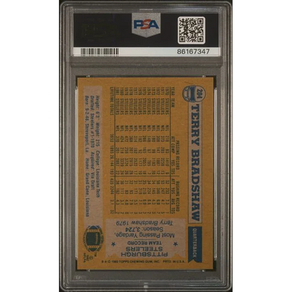 Graded 1979 Topps Terry Bradshaw football card by Professional Sports Authenticator