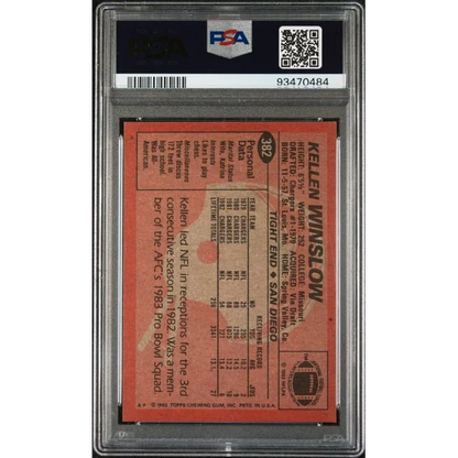 Graded 1983 Topps Kellen Winslow #382 Football Card PSA 7 Near Mint | PSA 7 NM Graded Vintage Football Card | vintageantiquesgifts.com