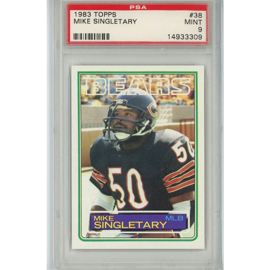 1983 Topps Mike Singletary football card graded PSA Mint 9