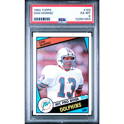Graded PSA 6 1984 Topps Dan Marino #123 Rookie RC Football Card