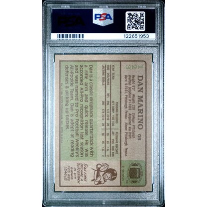 Graded 1984 Topps Dan Marino #123 Rookie RC Football Card PSA 6 Slab