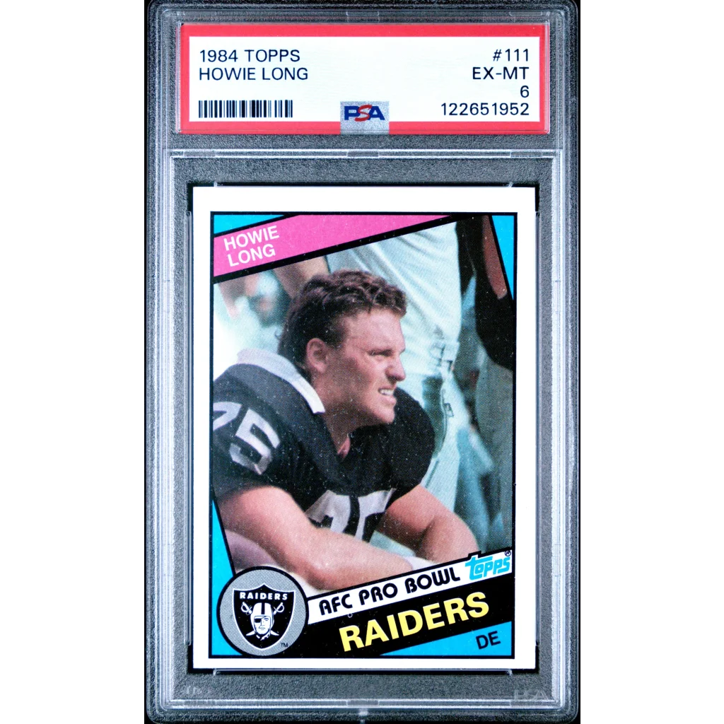 Graded 1984 Topps Howie Long #111 Rookie RC Football Card PSA 6 Excellent | Hall of Fame Sports Memorabilia | vintageantiquesgifts.com