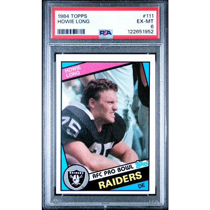 Graded 1984 Topps Howie Long #111 Rookie RC Football Card PSA 6 Excellent | Hall of Fame Sports Memorabilia | vintageantiquesgifts.com