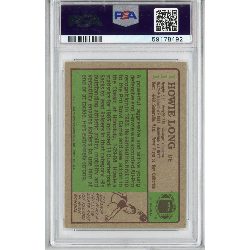A graded Howie Long football card by Professional Sports Authenticator in Professional Sports