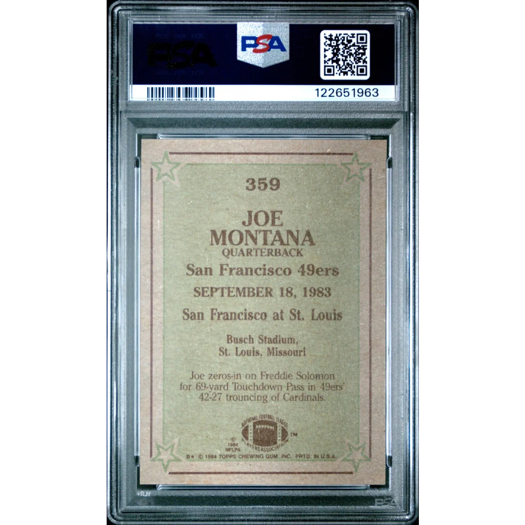 Graded 1984 Topps Joe Montana #359 Football Card PSA 6 Excellent
