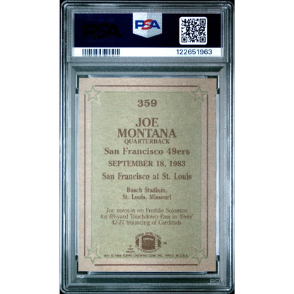 Graded 1984 Topps Joe Montana #359 Football Card PSA 6 Excellent
