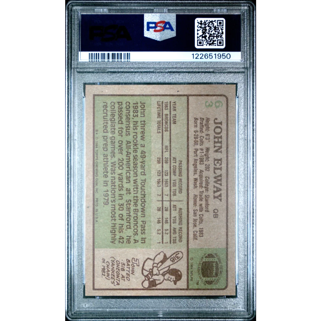 Graded 1984 Topps John Elway #63 Rookie RC Football Card PSA 6 front