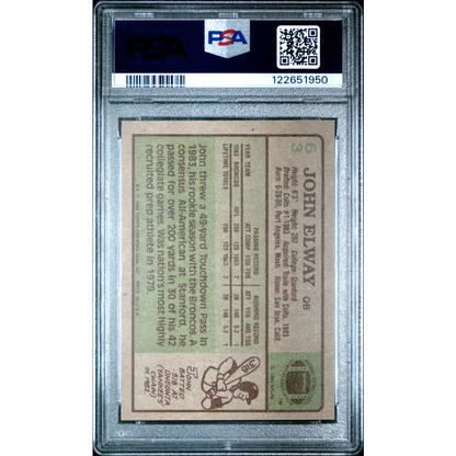 Graded 1984 Topps John Elway #63 Rookie RC Football Card PSA 6 front