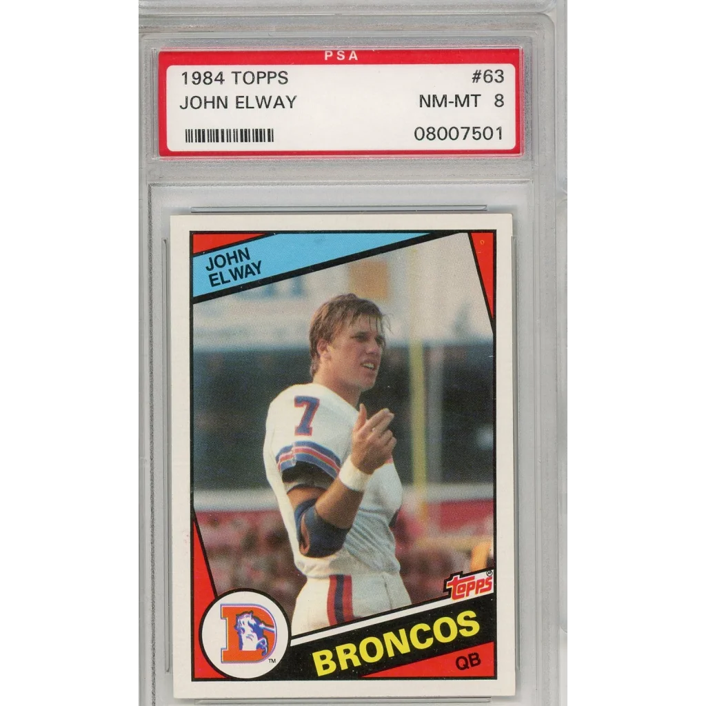 Graded 1984 Topps John Elway #63 Rookie RC PSA 8 NM-MT Broncos Card