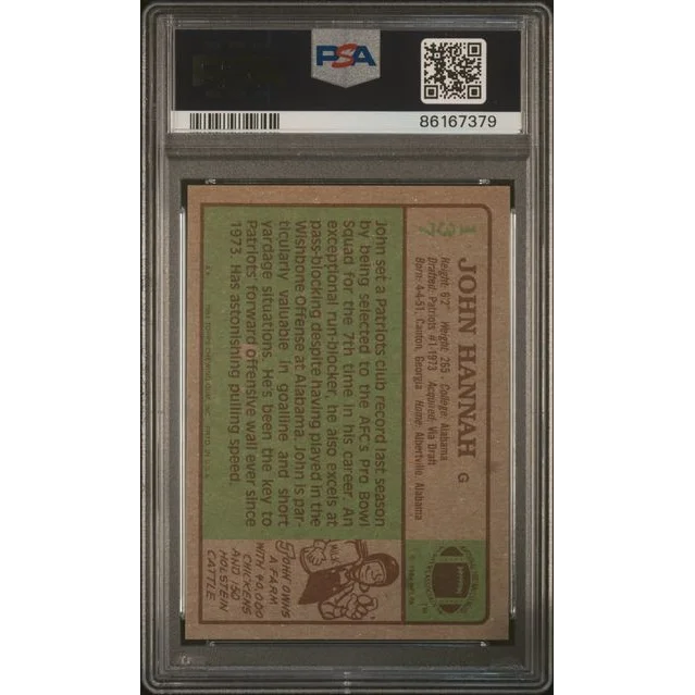 Vintage 1984 John Hannah Topps football card PSA graded collectible image