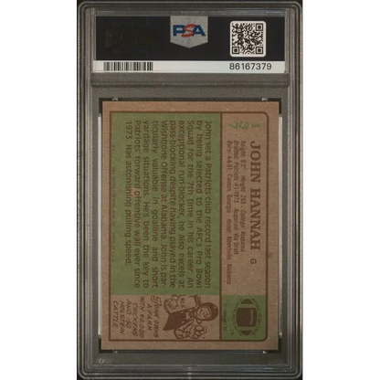 Vintage 1984 John Hannah Topps football card PSA graded collectible image