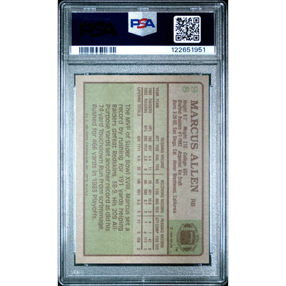 Graded 1984 Topps Marcus Allen #98 Football Card PSA 6 Excellent | PSA 6 EX-MT Graded Vintage Football Card | vintageantiquesgifts.com