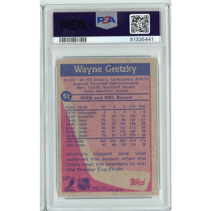 Graded 1984 Topps Wayne Gretzky #51 PSA 9 Mint Hockey Card