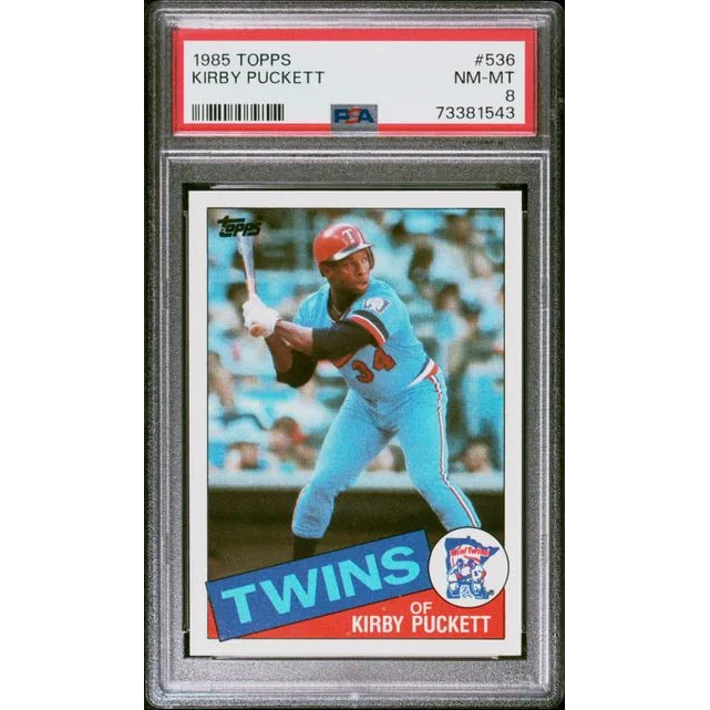 PSA Graded 1985 Topps Kirby Puckett Baseball Card showing vibrant colors and sharp details
