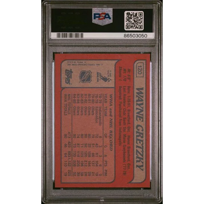 Vintage PSA 9 Mint 1985 Topps Wayne Gretzky Hockey Card #120 alt text