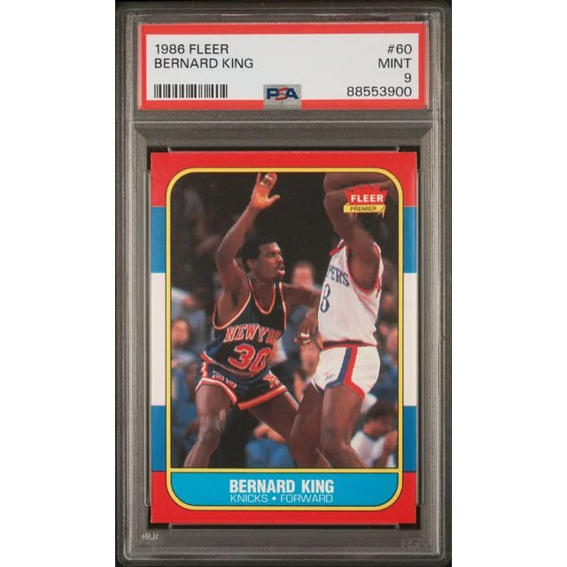 Graded 1986 Fleer Bernard King basketball card in PSA holder, perfect for collectors