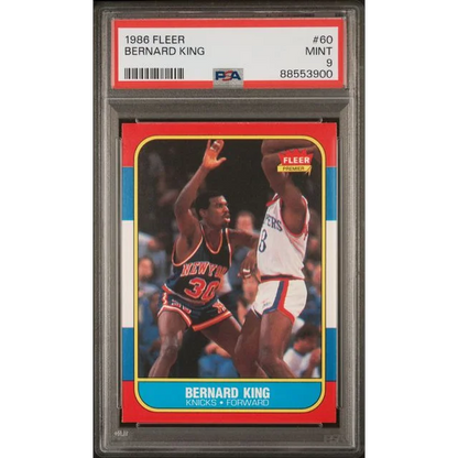 Graded 1986 Fleer Bernard King basketball card in PSA holder, perfect for collectors