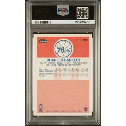 Graded 1986 Fleer Charles Barkley #7 Rookie RC Basketball Card PSA 3 VG | PSA 3 VG Graded Rookie Card | vintageantiquesgifts.com